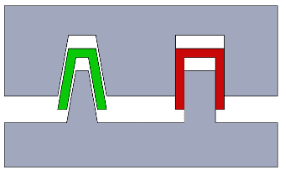drafted walls (on left) vs straight walls